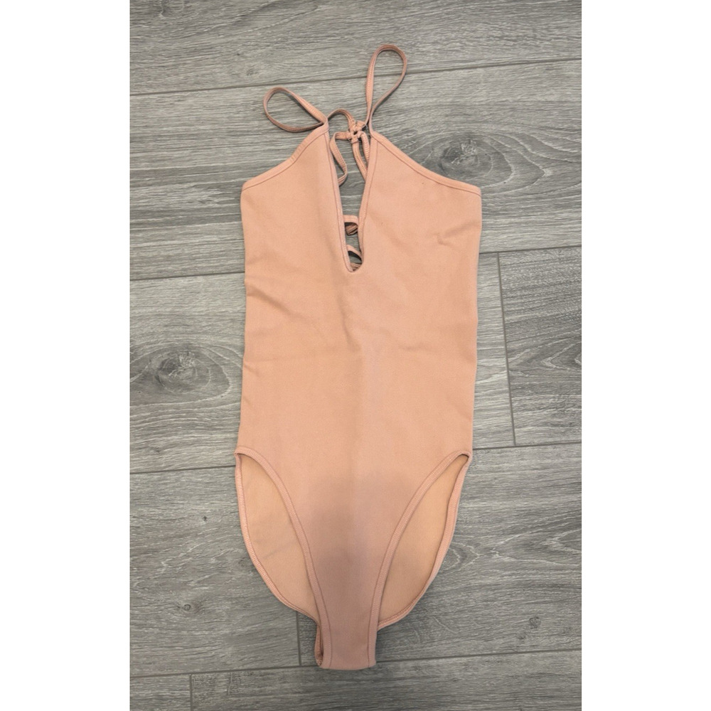 Free People Movement Dance All Day Body Suit‎ Peach Strappy Front Bodysuit XS/S - Picture 2 of 5